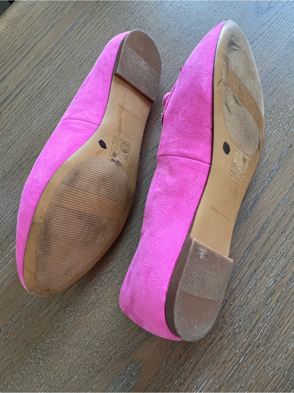 J. Crew Intense Pink Suede Bow Loafers Size 11 - Picture 8 of 9